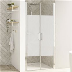 Porte de douche Smart Design 2P Sans seuil verre sérigraphié cosmos 80 cm profilé Chromé