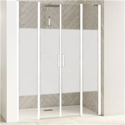 Porte de douche Smart Design 2P XXL Sans seuil verre sérigraphié cosmos 140 cm profilé Blanc