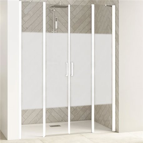 Porte de douche Smart Design 2P XXL Sans seuil verre sérigraphié cosmos 150 cm profilé Blanc Porte de douche Smart Design 2P XXL Sans seuil verre sérigraphié cosmos 150 cm profilé Blanc