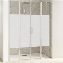 Porte de douche Smart Design 2P XXL Sans seuil verre sérigraphié cosmos 130 cm profilé Chromé