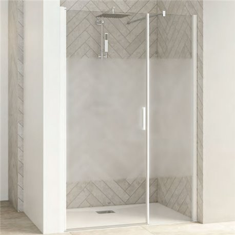Porte de douche Smart Design Porte centrale Sans seuil verre sérigraphié 120 cm profilé Blanc Porte de douche Smart Design Porte centrale Sans seuil verre sérigraphié 120 cm profilé Blanc