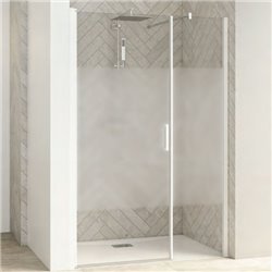 Porte de douche Smart Design Porte centrale Sans seuil verre sérigraphié 140 cm profilé Blanc