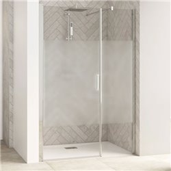 Porte de douche Smart Design Porte centrale Sans seuil verre sérigraphié 120 cm profilé Chromé