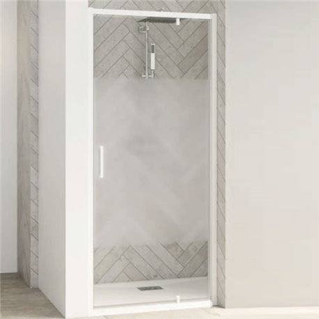 Porte de douche Smart Design P Avec seuil verre sérigraphié 70 cm profilé Blanc Porte de douche Smart Design P Avec seuil verre sérigraphié 70 cm profilé Blanc