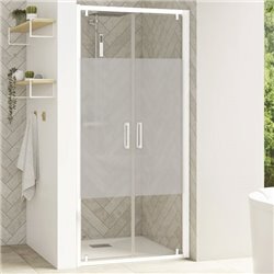Porte de douche Smart Design 2P Avec seuil verre sérigraphié cosmos 70 cm profilé Blanc
