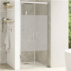 Porte de douche Smart Design 2P Avec seuil verre sérigraphié cosmos 70 cm profilé Chromé