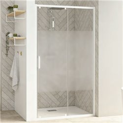 Porte de douche Smart Design C Avec seuil verre sérigraphié cosmos 170 cm profilé Blanc