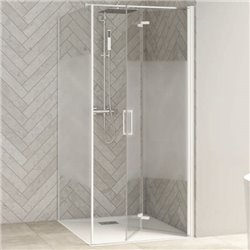 Paroi de douche Smart Design Fixe Sans seuil verre sérigraphié cosmos 80 cm profilé Blanc