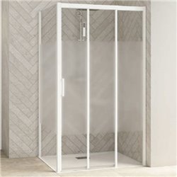 Porte de douche Smart Design 3V Sans seuil verre sérigraphié cosmos 130 cm profilé Blanc
