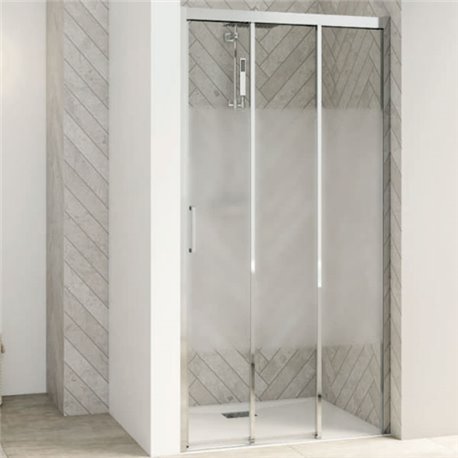 Porte de douche Smart Design 3V Sans seuil verre sérigraphié cosmos 80 cm profilé Chromé Porte de douche Smart Design 3V Sans seuil verre sérigraphié cosmos 80 cm profilé Chromé