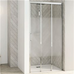 Porte de douche Smart Design 3V Sans seuil verre sérigraphié cosmos 100 cm profilé Chromé