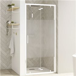 Porte de douche Smart Design S Avec seuil verre sérigraphié cosmos 100 cm profilé Blanc