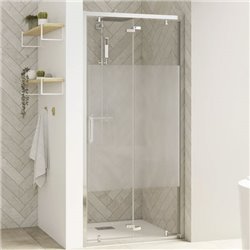 Porte de douche Smart Design S Avec seuil verre sérigraphié cosmos 100 cm profilé Chromé