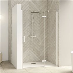 Porte de douche Smart Design P Charnières Sans seuil en niche verre transparent 140 cm profilé Blanc
