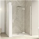 Porte de douche Smart Design P Charnières Sans seuil en niche verre transparent 150 cm profilé Blanc