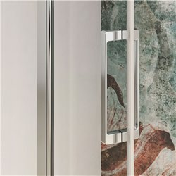 Porte de douche Smart Design P Charnières Sans seuil en niche verre transparent 140 cm profilé Chromé