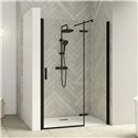 Porte de douche Smart Design P Charnières Sans seuil en niche verre transparent 90 cm profilé Gris noir grainé