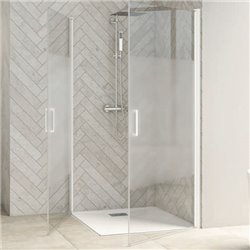 Porte de douche Smart Design AP Sans seuil verre sérigraphié 160 cm profilé Blanc