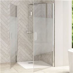 Porte de douche Smart Design AP Sans seuil verre sérigraphié 160 cm profilé Chromé