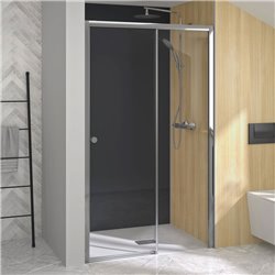 Porte de douche Supra C Sans seuil verre transparent 120 cm fixe droite profilé Chromé