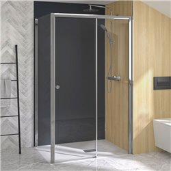 Porte de douche Supra C Sans seuil verre transparent 120 cm fixe droite profilé Chromé