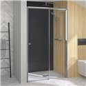Porte de douche Supra C Sans seuil verre transparent 140 cm fixe droite profilé Chromé