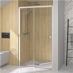 Porte de douche Supra C Sans seuil verre transparent 120 cm fixe gauche profilé Blanc