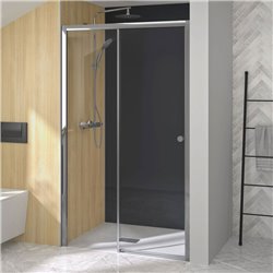 Porte de douche Supra C Sans seuil verre transparent 140 cm fixe gauche profilé Chromé