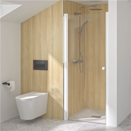 Porte de douche Supra P Sans seuil verre transparent 100 cm en niche profilé Blanc Porte de douche Supra P Sans seuil verre transparent 100 cm en niche profilé Blanc