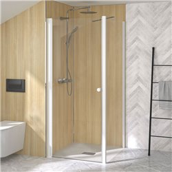 Porte de douche Supra P Sans seuil verre transparent 100 cm en angle profilé Blanc