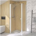Porte de douche Supra P Sans seuil verre transparent 120 cm en angle profilé Blanc