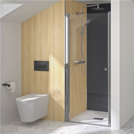Porte de douche Supra P Sans seuil verre transparent 90 cm en niche profilé Chromé Porte de douche Supra P Sans seuil verre transparent 90 cm en niche profilé Chromé