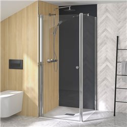 Porte de douche Supra P Sans seuil verre transparent 100 cm en angle profilé Chromé