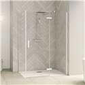 Porte de douche Smart Design P Charnières + F Sans seuil en angle verre transparent 100 cm profilé Blanc