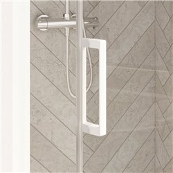Porte de douche Smart Design P Charnières + F Sans seuil en angle verre transparent 170 cm profilé Blanc