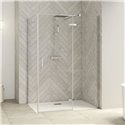 Porte de douche Smart Design P Charnières + F Sans seuil en angle verre transparent 80 cm profilé Chromé