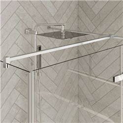 Porte de douche Smart Design P Charnières + F Sans seuil en angle verre transparent 170 cm profilé Blanc