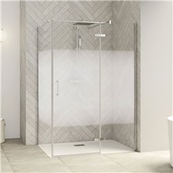 Porte de douche Smart Design P Charnières + F Sans seuil en angle verre cosmos 100 cm profilé Chromé