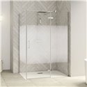 Porte de douche Smart Design P Charnières + F Sans seuil en angle verre cosmos 80 cm profilé Chromé