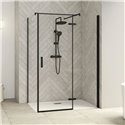 Porte de douche Smart Design P Charnières + F Sans seuil en angle verre transparent 90 cm profilé Gris noir grainé