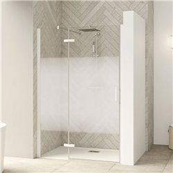 Porte de douche Smart Design P Charnières Sans seuil en niche verre cosmos 140 cm profilé Blanc