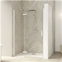 Porte de douche Smart Design P Charnières Sans seuil en niche verre transparent 130 cm profilé Blanc