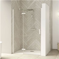 Porte de douche Smart Design P Charnières Sans seuil en niche verre transparent 90 cm profilé Blanc