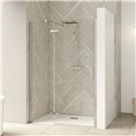 Porte de douche Smart Design P Charnières Sans seuil en niche verre transparent 100 cm profilé Chromé