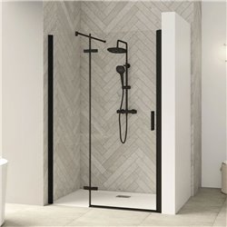 Porte de douche Smart Design P Charnières Sans seuil en niche verre transparent 100 cm profilé Gris noir grainé