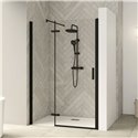 Porte de douche Smart Design P Charnières Sans seuil en niche verre transparent 80 cm profilé Gris noir grainé