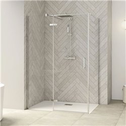 Porte de douche Smart Design P Charnières + F Sans seuil en angle verre transparent 110 cm profilé Chromé