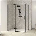 Porte de douche Smart Design P Charnières + F Sans seuil en angle verre transparent 90 cm profilé Gris noir grainé