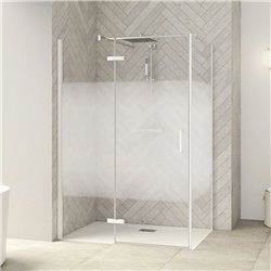 Porte de douche Smart Design P Charnières + F Sans seuil en angle verre cosmos 160 cm profilé Blanc