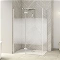 Porte de douche Smart Design P Charnières + F Sans seuil en angle verre cosmos 100 cm profilé Blanc